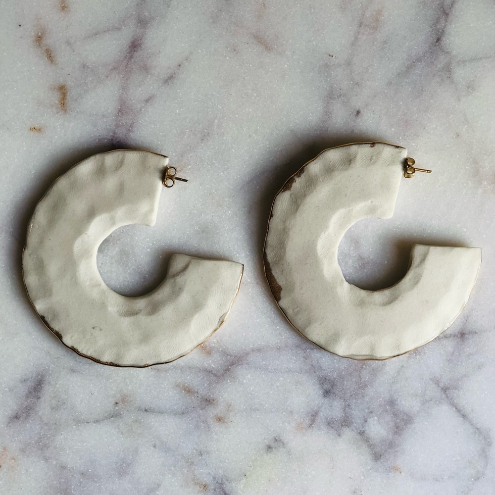 Jenna Vandenbrink Ceramic & 14k gold hoop earrings
